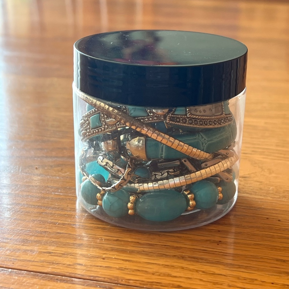 Silver and Teal Mystery Jewelry Jar